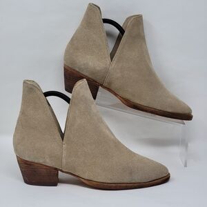 Free People Womens Double V Beige Suede Ankle Boots Size EUR 37.5 New
